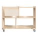 A Flash Furniture wooden mobile storage cart with clear bins and locking casters.