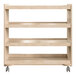 A Flash Furniture wooden mobile storage cart with 4 shelves on wheels.