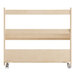 A Flash Furniture wooden 3-shelf mobile storage cart with angled shelves on wheels.