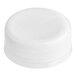 A clear plastic tamper-evident cap with a white background.