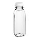 A clear plastic 12 oz. Square Milkman PET juice bottle with a white lid.