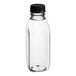 A clear plastic 12 oz. Square Milkman Juice Bottle with a black lid.