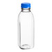 A 16 oz. clear plastic Milkman juice bottle with a blue lid.