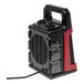 A black and red Mr. Heater portable electric heater with a black cord.