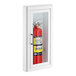 A Badger Advantage fire extinguisher in a white JL Industries cabinet.