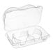 A clear plastic InnoPak cupcake container with a hinged lid and two compartments.