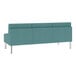 A teal Lesro Luxe Lounge sofa with steel legs.