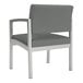 A grey Lesro Lenox steel guest chair with metal legs.