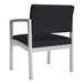 A black and silver Lesro Lenox steel guest arm chair.