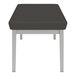 A black and gray Lesro Lenox steel bench with charcoal vinyl seats.