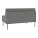 A grey Lesro Luxe Lounge loveseat with steel legs.