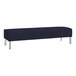 A navy Lesro Luxe Lounge bench with steel legs.