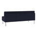 A navy blue Lesro Luxe Lounge 3-seat sofa with steel legs.