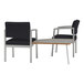 Two Lesro Lenox black steel guest chairs with a Sarum Twill laminate connecting table.
