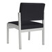 A black Lesro Lenox guest chair with silver legs.