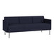 A navy blue Lesro Luxe Lounge Series sofa with steel legs.