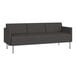 A charcoal vinyl Lesro Luxe Lounge sofa with steel legs.