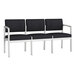 A black Lesro Lenox 3-seat bench with white legs and arms.