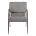 A Flash Furniture gray church chair with wood accent arms and a silver vein frame.