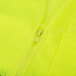 The back of a Cordova Cor-Brite lime high visibility safety vest with a zipper.