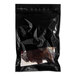 A black plastic bag of Bronco Billy's Chesapeake Beef Jerky on a white background.