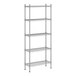 A Regency stainless steel stationary wire shelving unit with five shelves.