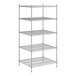 A wireframe of a Regency chrome stationary wire shelving unit with 5 shelves.
