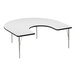 A white Correll horseshoe-shaped activity table with black edges and metal legs.