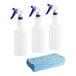 Three Lavex blue and white spray bottles with a blue cloth