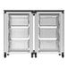 A white and black Luxor storage bin cart with 6 large plastic bins.