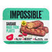A package of Impossible Foods Plant-Based Spicy Sausages on a white background.
