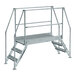 A Vestil galvanized steel crossover ladder with metal steps and metal bars.