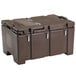 Cambro 100MPCHL131 Camcarrier® 100 Series Dark Brown Top Loading 8" Deep Insulated Food Pan Carrier with Hinged Lid Main Thumbnail 1