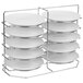 A Metro rack for one door banquet cabinets holding 10 white plates.