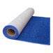 A rolled up cobalt blue FloorEXP carpet runner.
