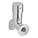 A silver metal Waterloo wall-mount metering faucet with a chrome pipe.