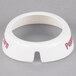 A white Tablecraft plastic salad dressing dispenser collar with red text reading "Peppercorn"