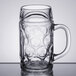 A white Libbey glass beer mug with a handle.