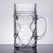 A Libbey glass beer mug with a handle.