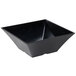 A black square Tablecraft melamine bowl with a triangle design lid.