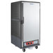 A large grey Metro C5 heated holding cabinet with a solid door.