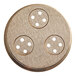 A round metal Estella Bigoli pasta die with four holes in it.