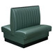 An American Tables & Seating Double Deuce green leather booth with black base.