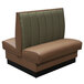 An American Tables & Seating Double Deuce upholstered booth with brown and green cushions.