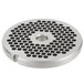 A stainless steel Hobart #22 grinder plate with 3/16" holes.
