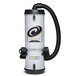 A ProTeam LineVacer backpack vacuum with a white can and black and white logo.