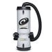A ProTeam vacuum cleaner with a white can and black and white accents.