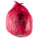 40-45 Gallon 40" x 47" Red Isolation Infectious Waste Bag / Biohazard Bag Linear Low Density 1.2 Mil - 100/Case Main Thumbnail 1