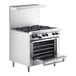 A Garland stainless steel 6 burner range with convection oven.