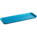 A blue rectangular Cambro market tray with a handle.